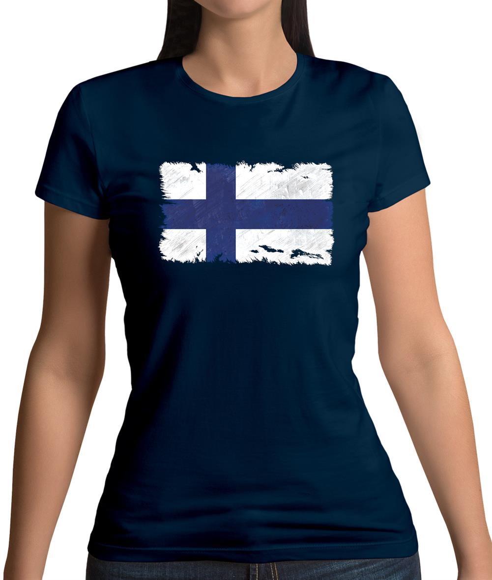 Finland Grunge Style Flag Womens T-Shirt Finland Grunge Style Flag Womens T-Shirt