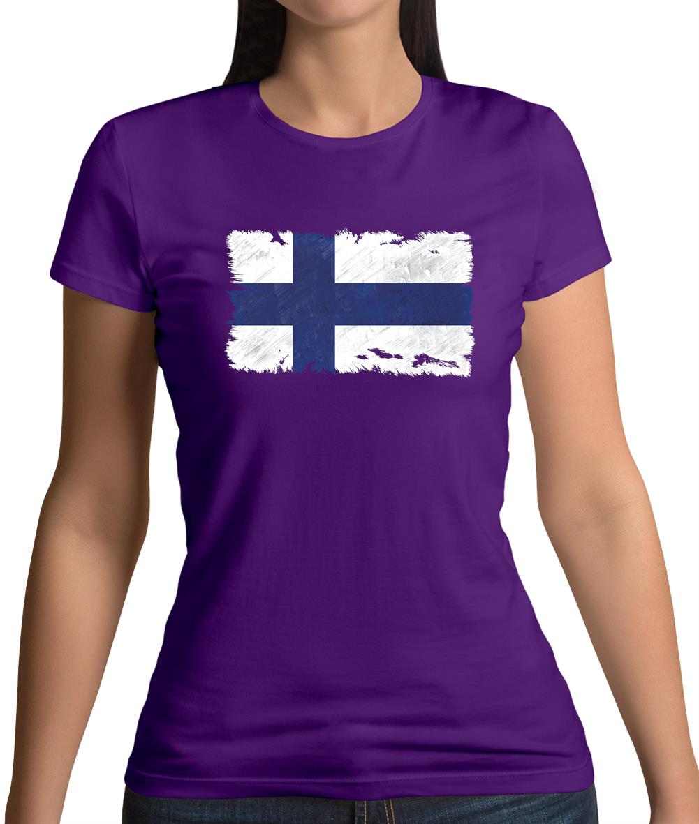 Finland Grunge Style Flag Womens T-Shirt Finland Grunge Style Flag Womens T-Shirt