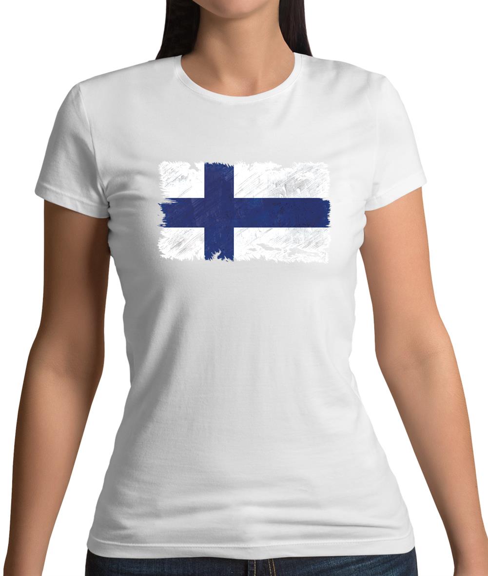 Finland Grunge Style Flag Womens T-Shirt Finland Grunge Style Flag Womens T-Shirt