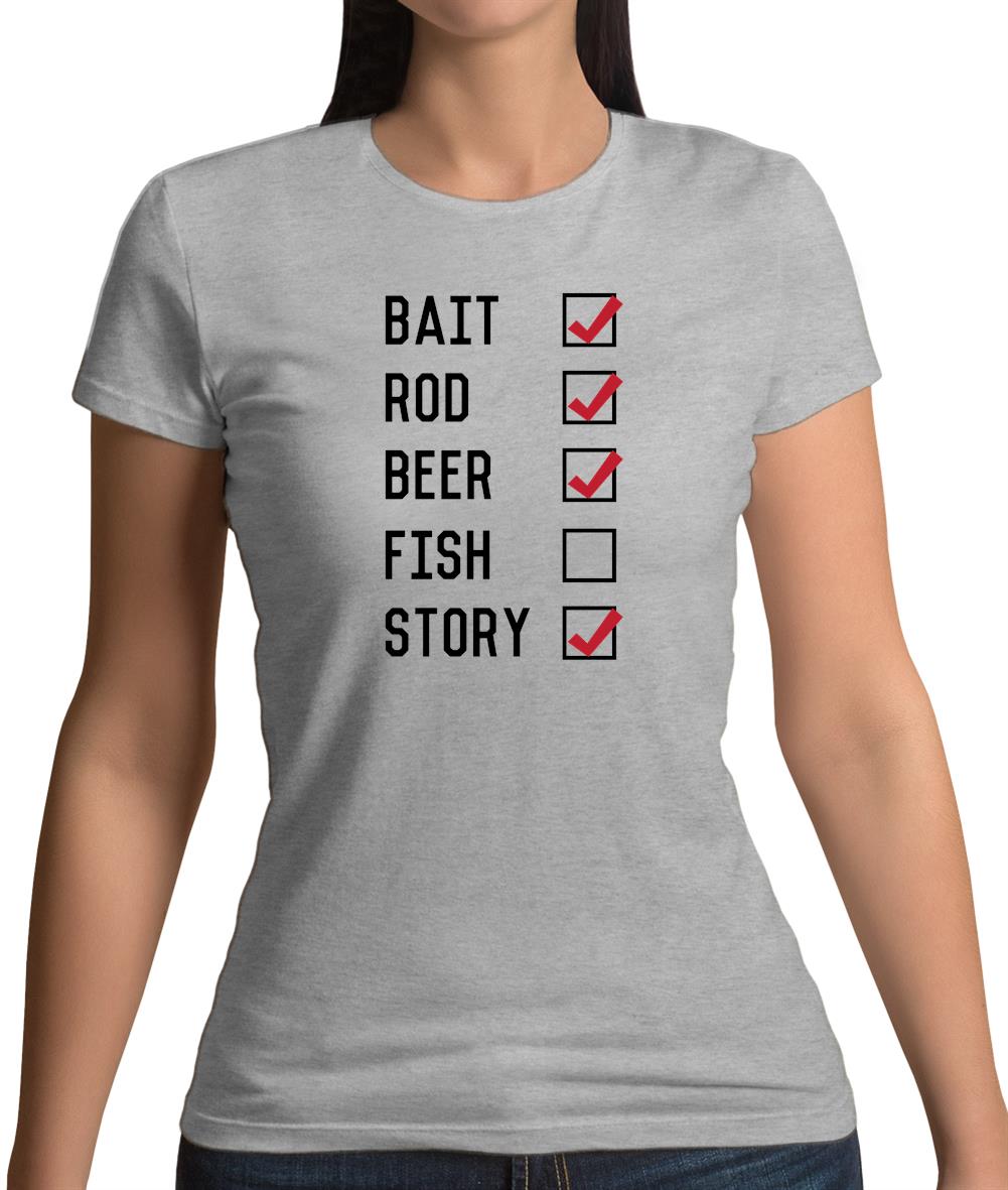 Fishing Checklist Womens T-Shirt Fishing Checklist Womens T-Shirt