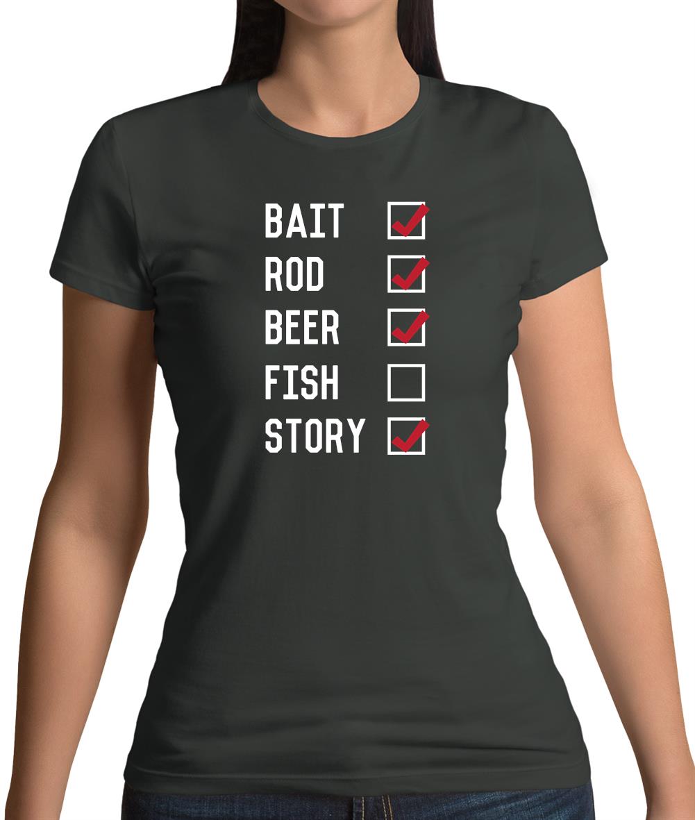 Fishing Checklist Womens T-Shirt Fishing Checklist Womens T-Shirt