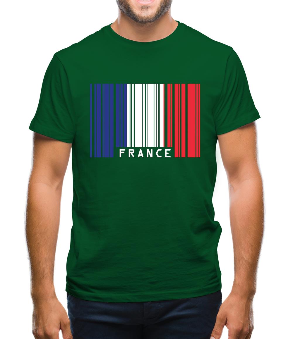 France Barcode Style Flag Mens T-Shirt France Barcode Style Flag Mens T-Shirt