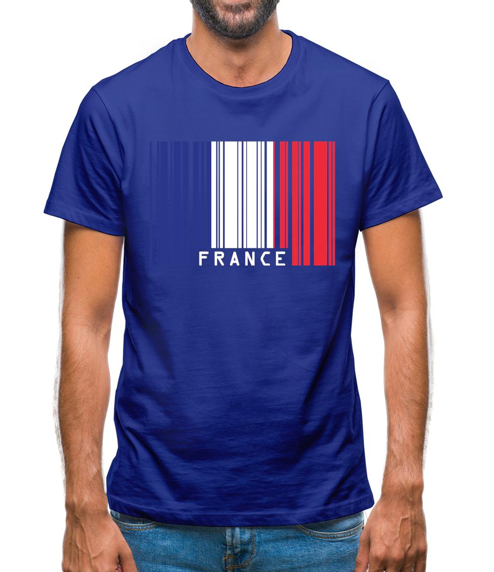 France Barcode Style Flag Mens T-Shirt France Barcode Style Flag Mens T-Shirt
