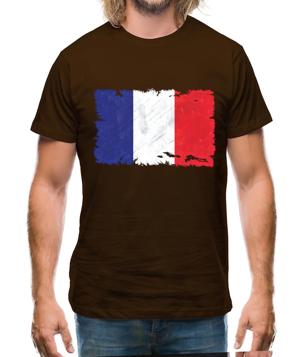 France Grunge Style Flag Mens T-Shirt