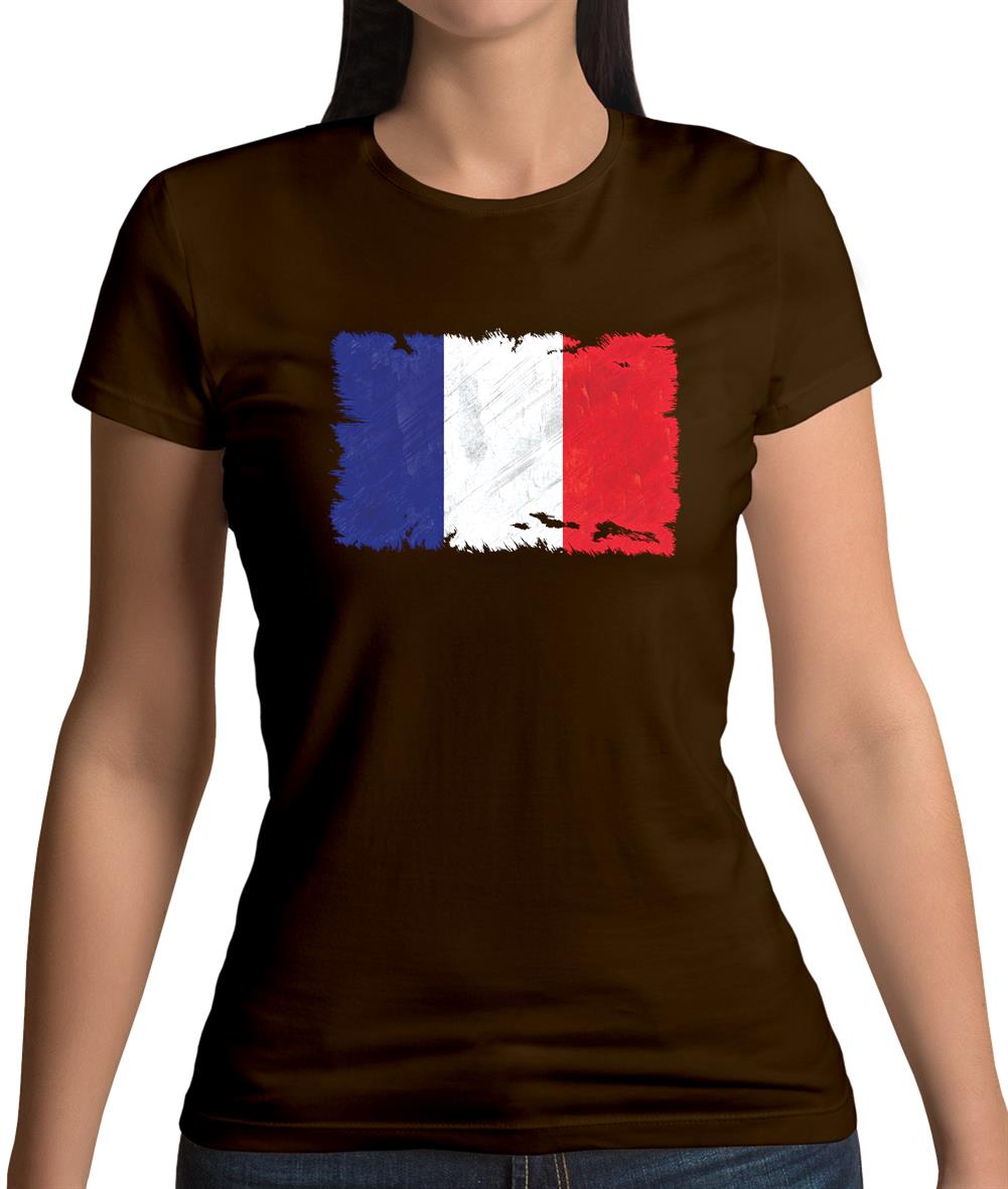 France Grunge Style Flag Womens T-Shirt France Grunge Style Flag Womens T-Shirt