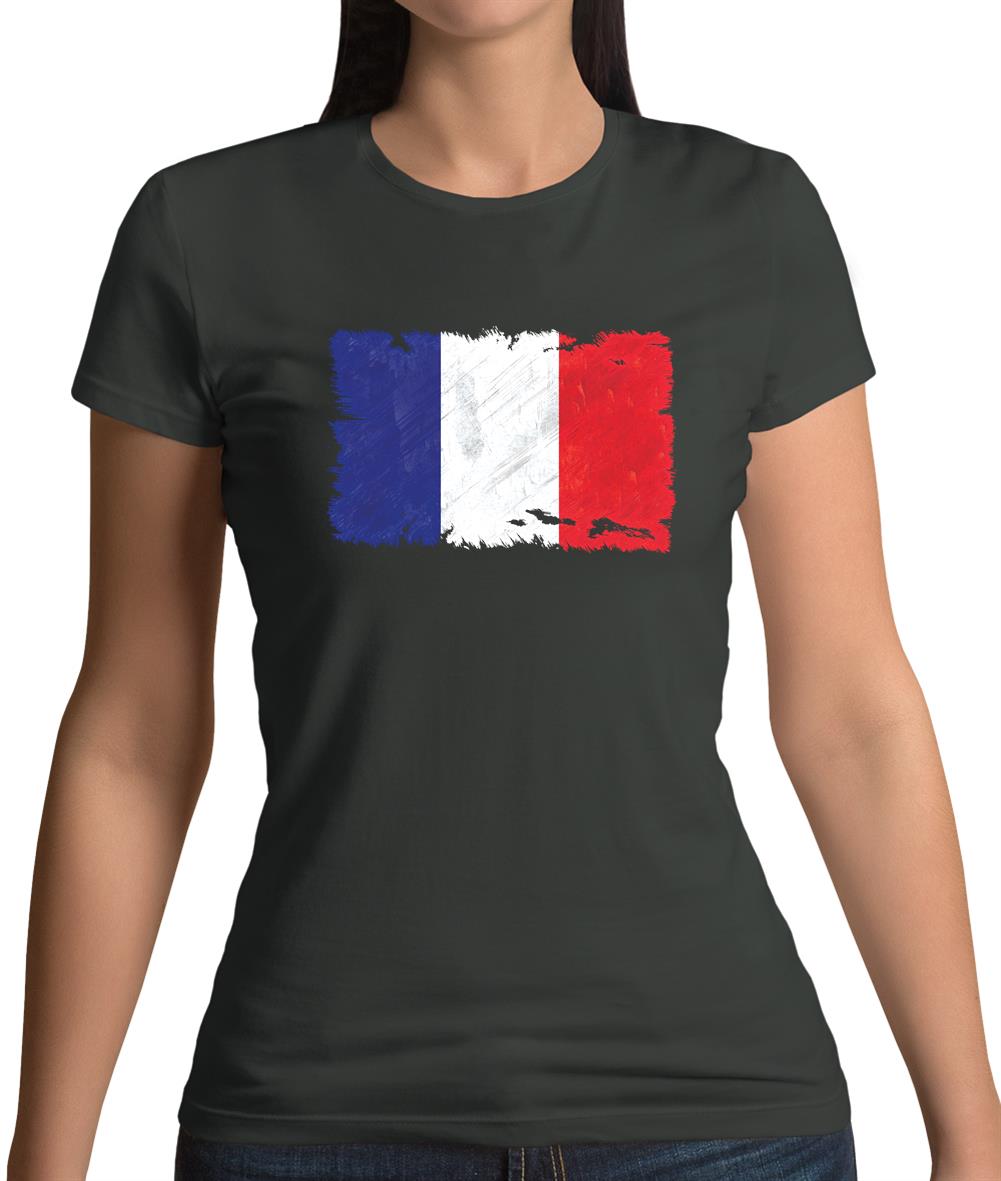 France Grunge Style Flag Womens T-Shirt France Grunge Style Flag Womens T-Shirt