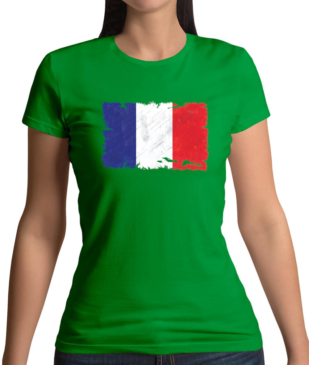 France Grunge Style Flag Womens T-Shirt France Grunge Style Flag Womens T-Shirt