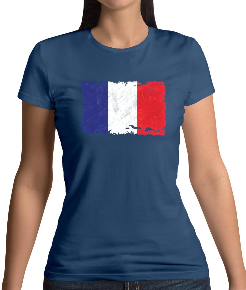 France Grunge Style Flag Womens T-Shirt France Grunge Style Flag Womens T-Shirt