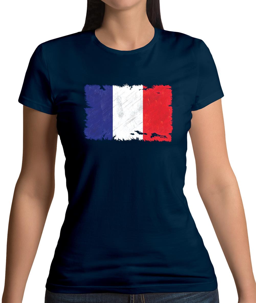 France Grunge Style Flag Womens T-Shirt France Grunge Style Flag Womens T-Shirt