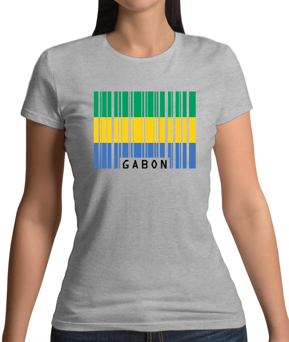 Gabon Barcode Style Flag Womens T-Shirt Gabon Barcode Style Flag Womens T-Shirt