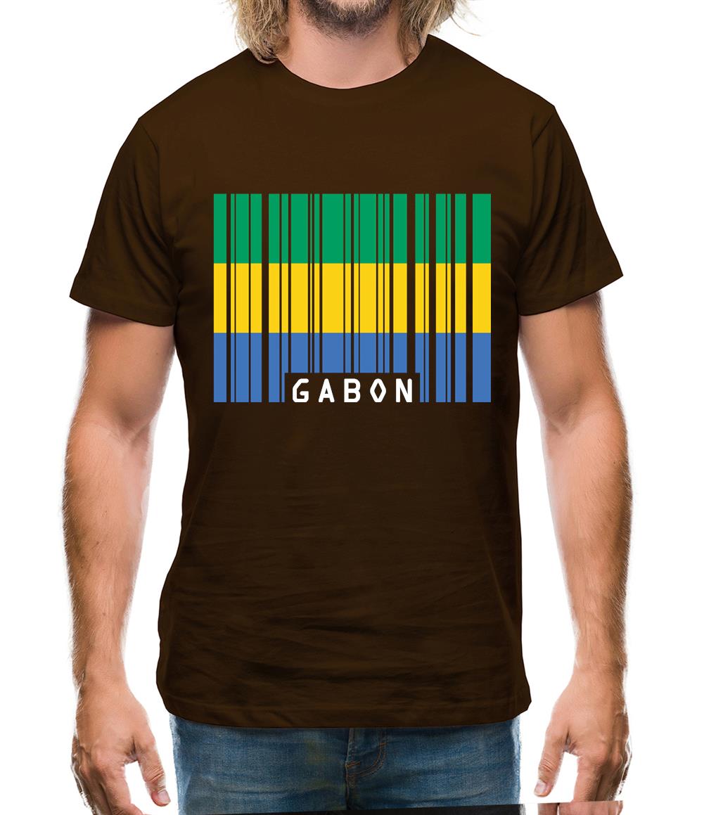 Gabon Barcode Style Flag Mens T-Shirt Gabon Barcode Style Flag Mens T-Shirt
