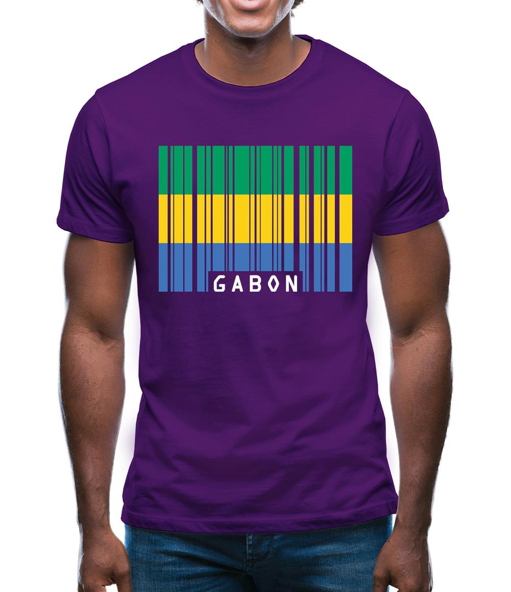 Gabon Barcode Style Flag Mens T-Shirt Gabon Barcode Style Flag Mens T-Shirt
