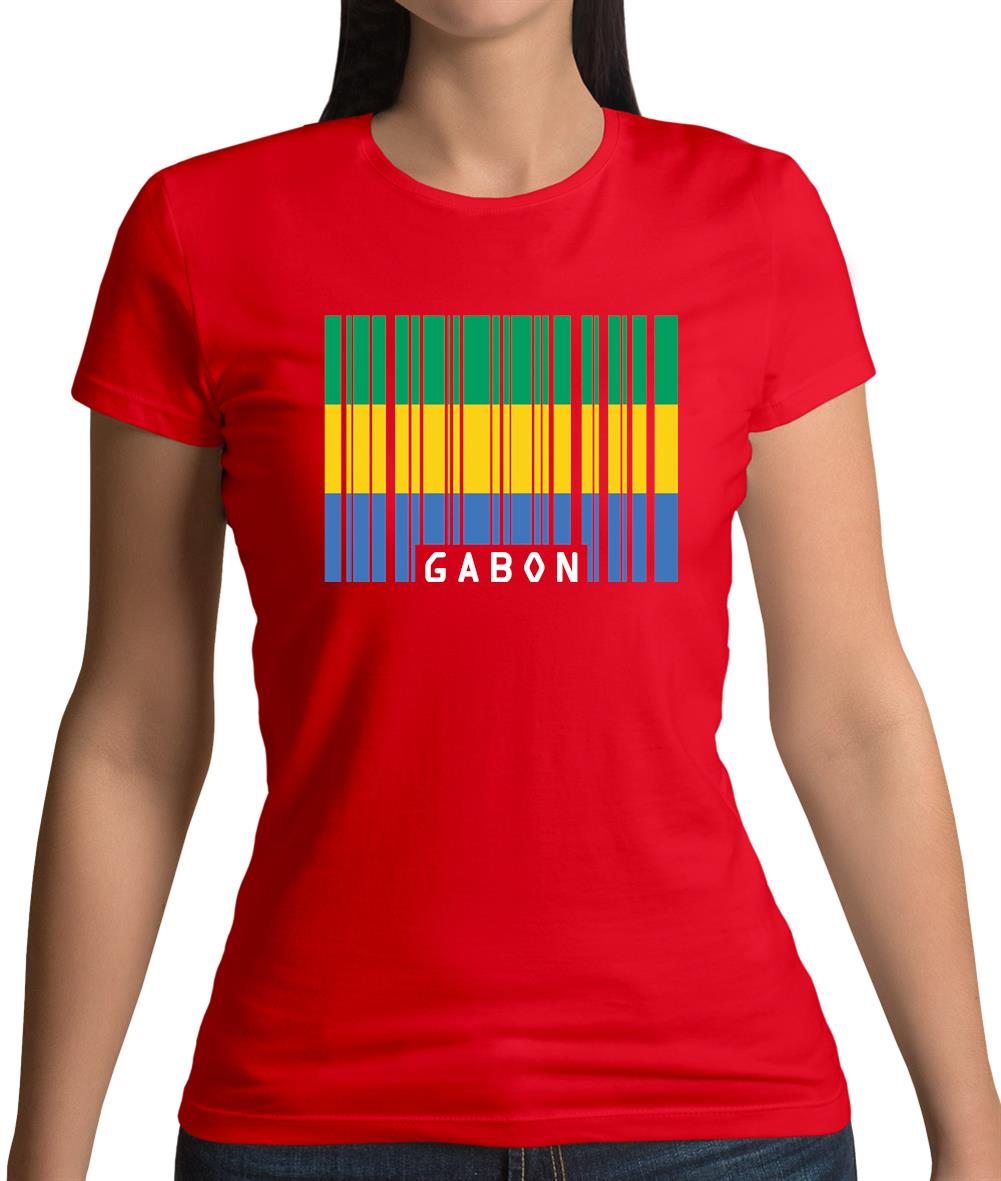 Gabon Barcode Style Flag Womens T-Shirt Gabon Barcode Style Flag Womens T-Shirt