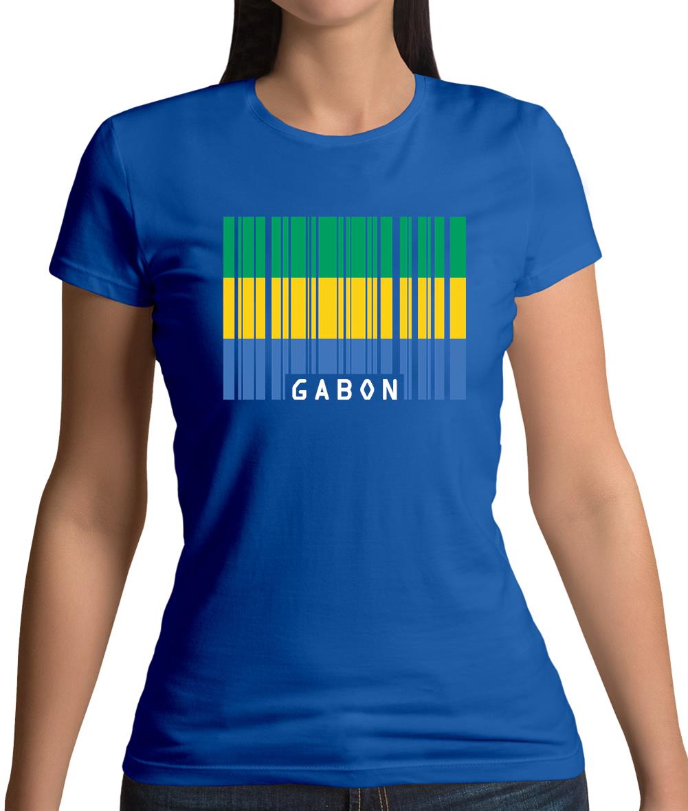 Gabon Barcode Style Flag Womens T-Shirt Gabon Barcode Style Flag Womens T-Shirt