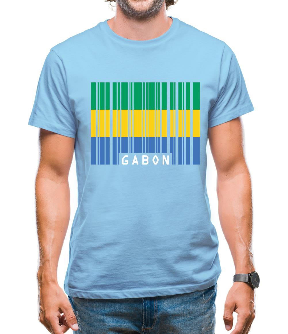 Gabon Barcode Style Flag Mens T-Shirt Gabon Barcode Style Flag Mens T-Shirt
