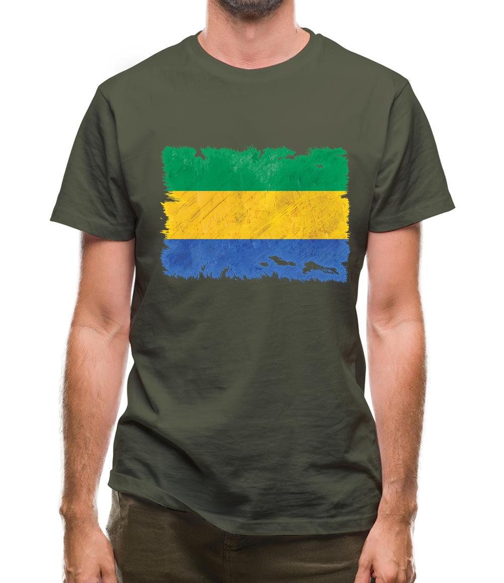 Gabon Grunge Style Flag Mens T-Shirt Gabon Grunge Style Flag Mens T-Shirt