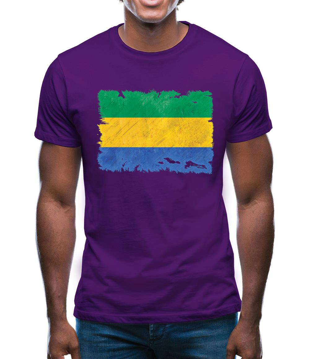 Gabon Grunge Style Flag Mens T-Shirt Gabon Grunge Style Flag Mens T-Shirt