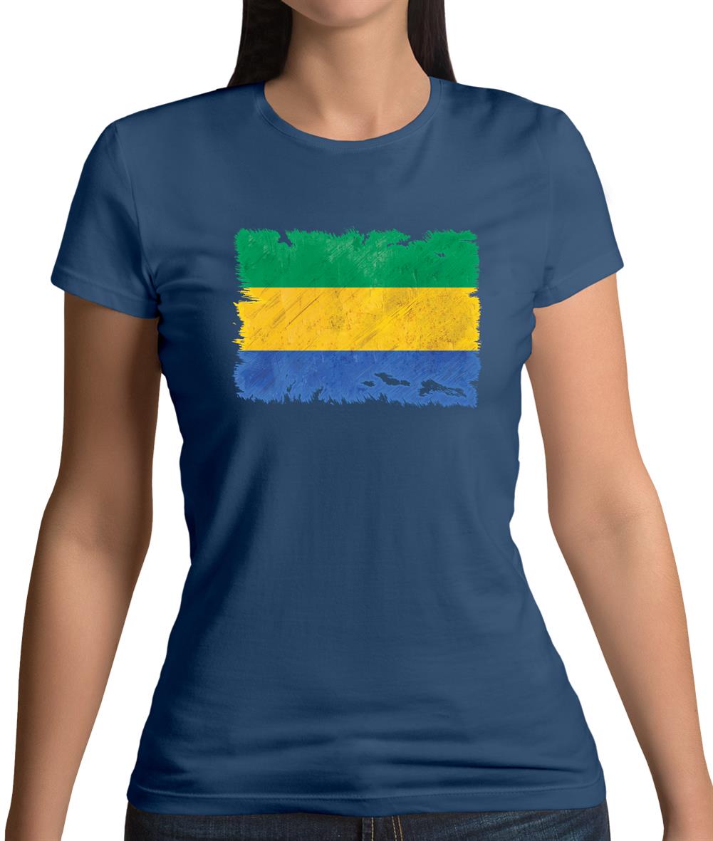 Gabon Grunge Style Flag Womens T-Shirt Gabon Grunge Style Flag Womens T-Shirt