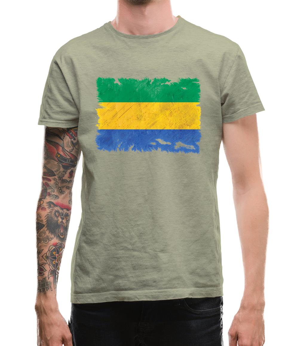 Gabon Grunge Style Flag Mens T-Shirt Gabon Grunge Style Flag Mens T-Shirt