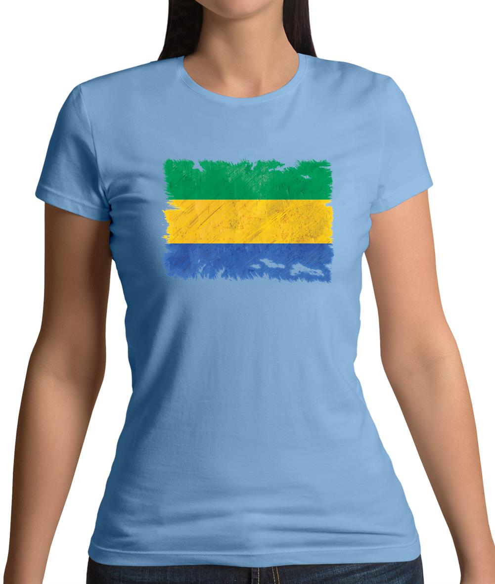 Gabon Grunge Style Flag Womens T-Shirt Gabon Grunge Style Flag Womens T-Shirt