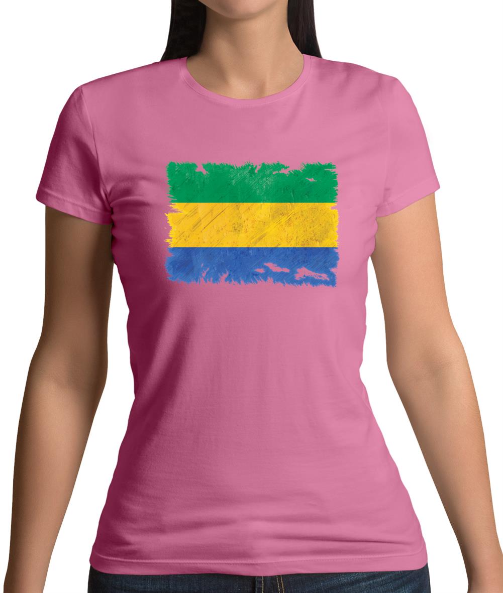 Gabon Grunge Style Flag Womens T-Shirt Gabon Grunge Style Flag Womens T-Shirt