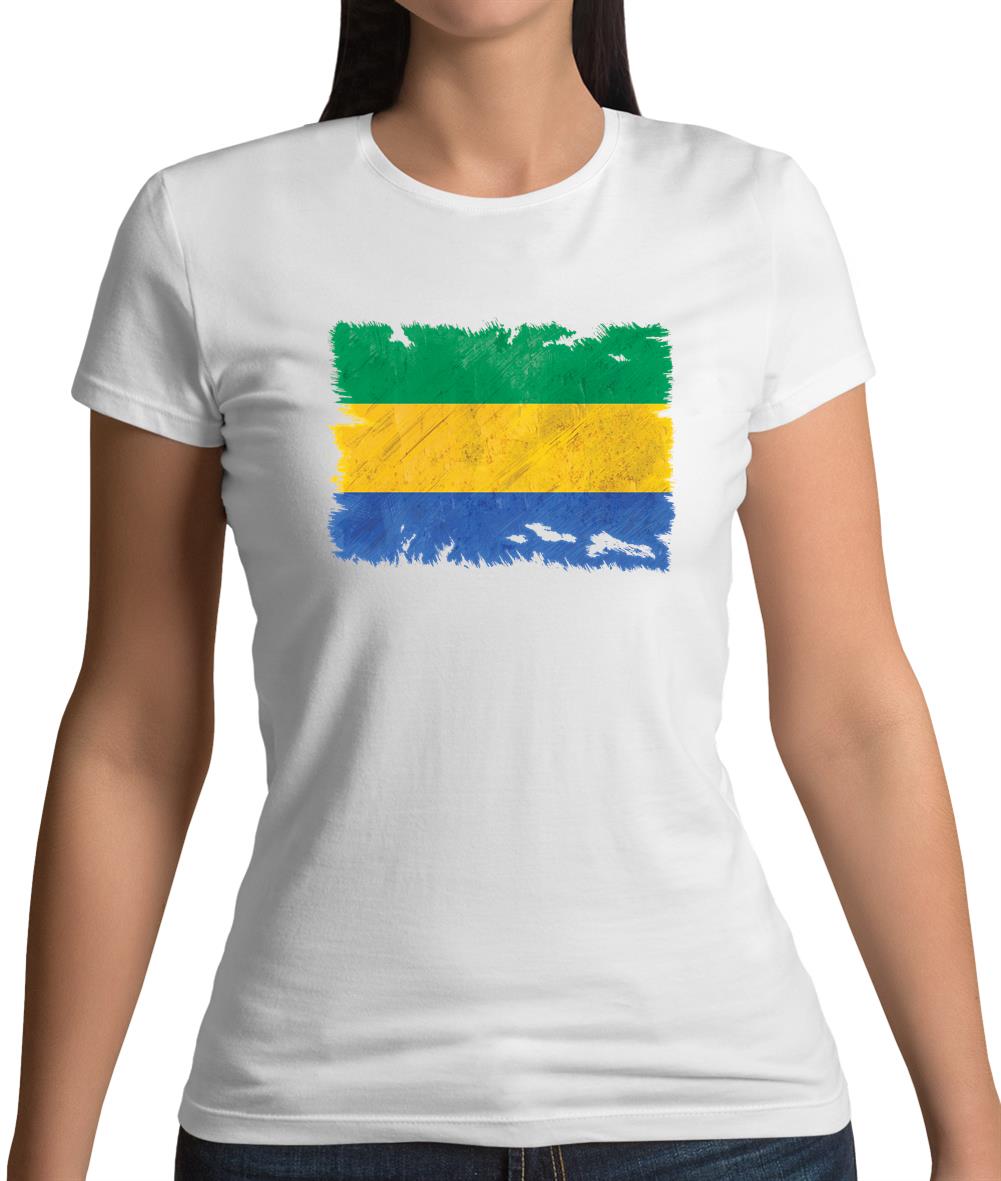 Gabon Grunge Style Flag Womens T-Shirt Gabon Grunge Style Flag Womens T-Shirt