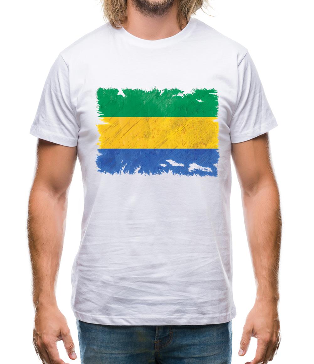Gabon Grunge Style Flag Mens T-Shirt Gabon Grunge Style Flag Mens T-Shirt