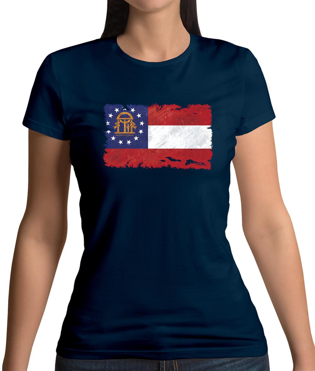 Georgia Grunge Style Flag Womens T-Shirt
