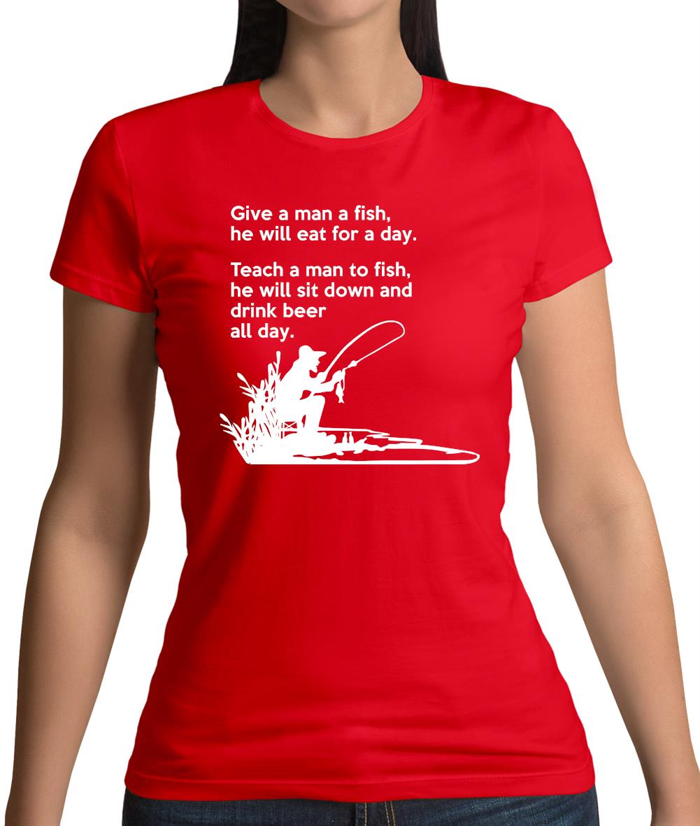 Fishing He'Ll Drink Beer All Day Womens T-Shirt Fishing He'Ll Drink Beer All Day Womens T-Shirt