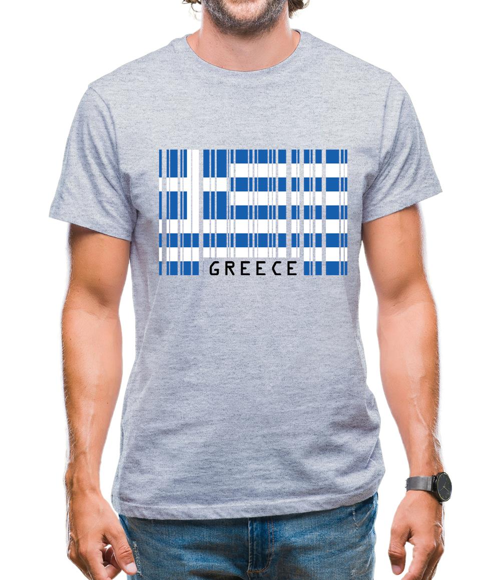 Greece Barcode Style Flag Mens T-Shirt Greece Barcode Style Flag Mens T-Shirt