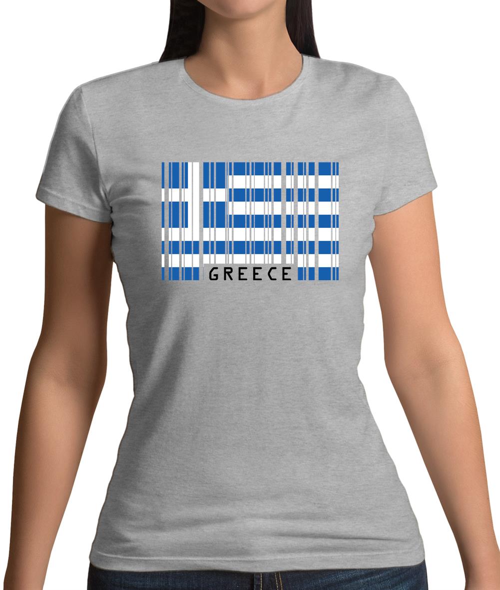 Greece Barcode Style Flag Womens T-Shirt Greece Barcode Style Flag Womens T-Shirt