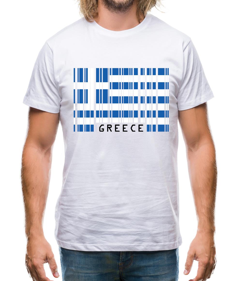 Greece Barcode Style Flag Mens T-Shirt Greece Barcode Style Flag Mens T-Shirt