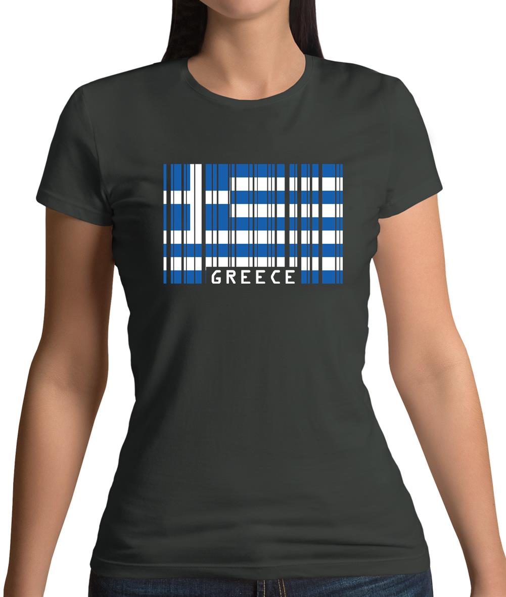 Greece Barcode Style Flag Womens T-Shirt Greece Barcode Style Flag Womens T-Shirt