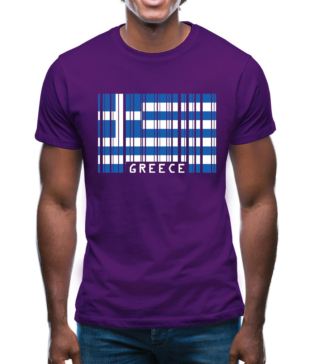 Greece Barcode Style Flag Mens T-Shirt Greece Barcode Style Flag Mens T-Shirt