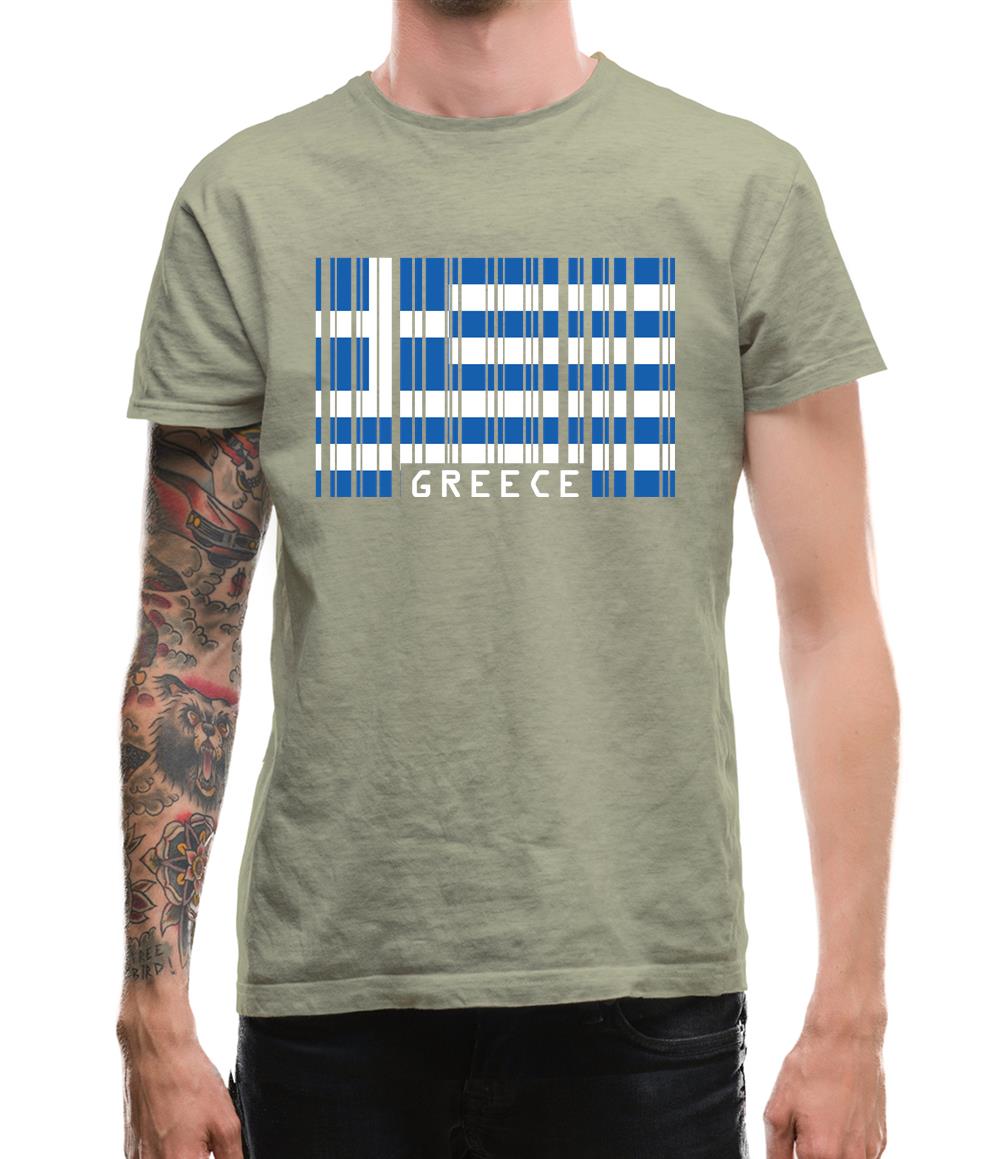 Greece Barcode Style Flag Mens T-Shirt Greece Barcode Style Flag Mens T-Shirt