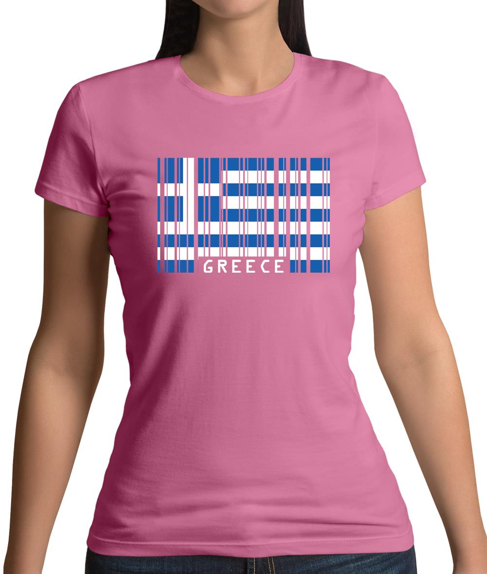 Greece Barcode Style Flag Womens T-Shirt Greece Barcode Style Flag Womens T-Shirt
