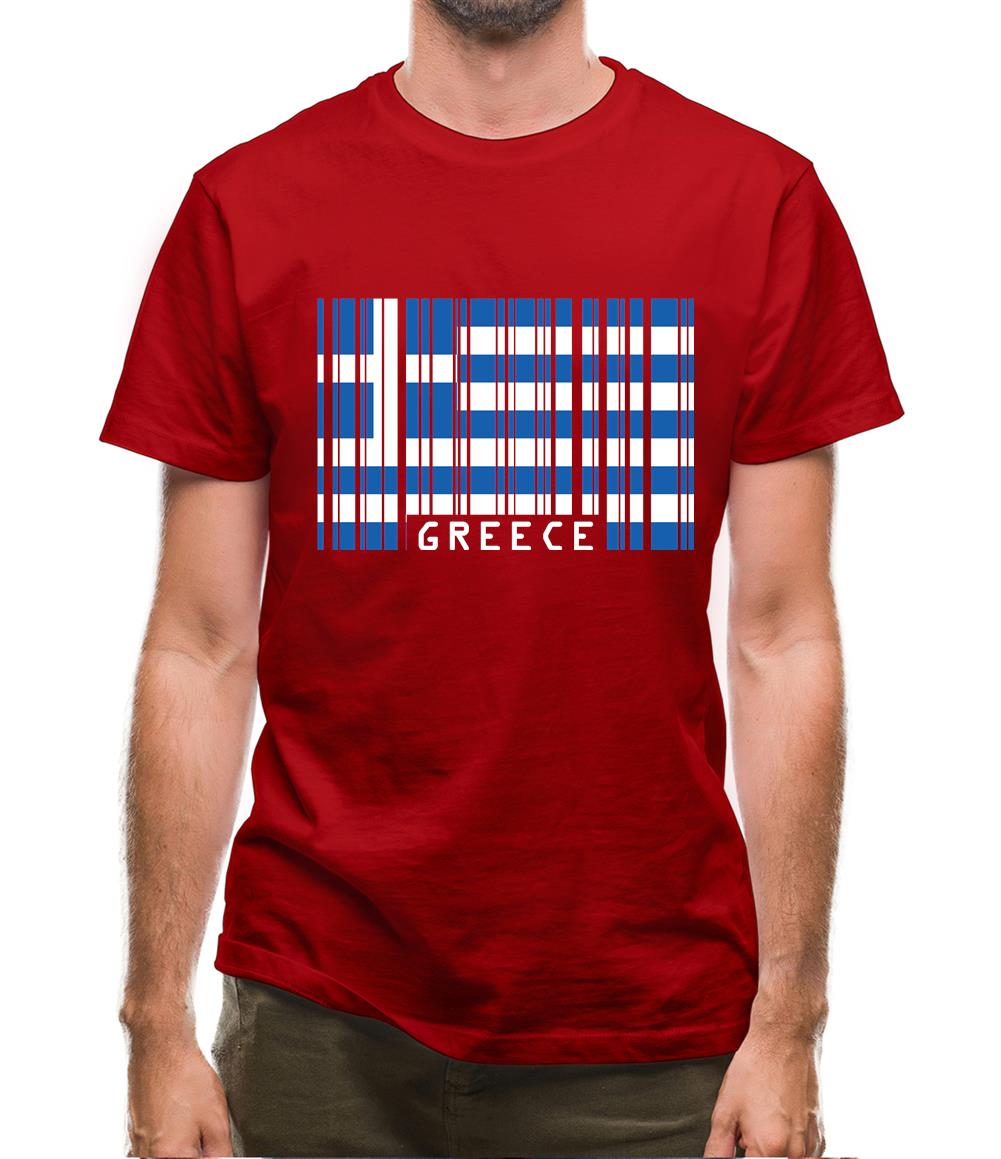 Greece Barcode Style Flag Mens T-Shirt Greece Barcode Style Flag Mens T-Shirt