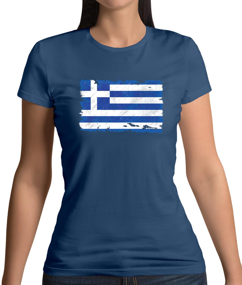 Greece Grunge Style Flag Womens T-Shirt Greece Grunge Style Flag Womens T-Shirt