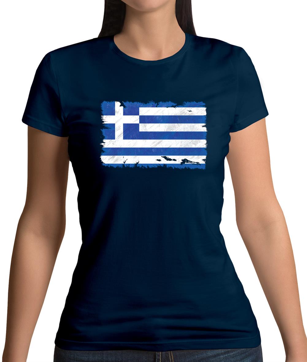 Greece Grunge Style Flag Womens T-Shirt Greece Grunge Style Flag Womens T-Shirt