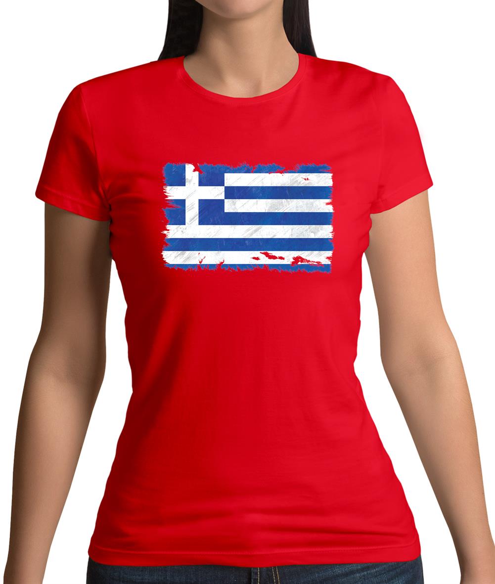 Greece Grunge Style Flag Womens T-Shirt Greece Grunge Style Flag Womens T-Shirt