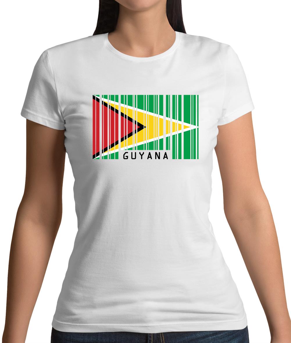 Guyana Barcode Style Flag Womens T-Shirt Guyana Barcode Style Flag Womens T-Shirt