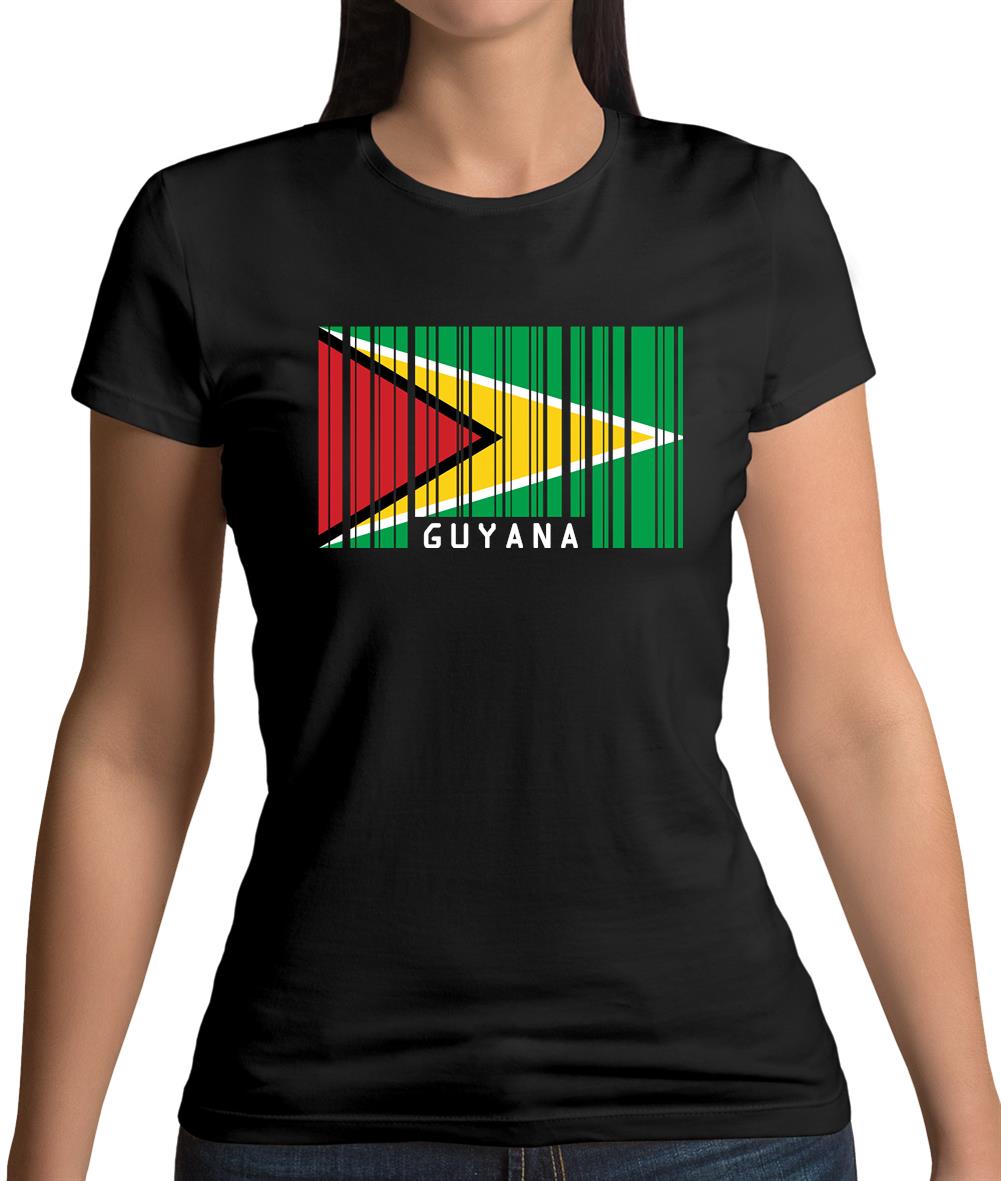 Guyana Barcode Style Flag Womens T-Shirt Guyana Barcode Style Flag Womens T-Shirt