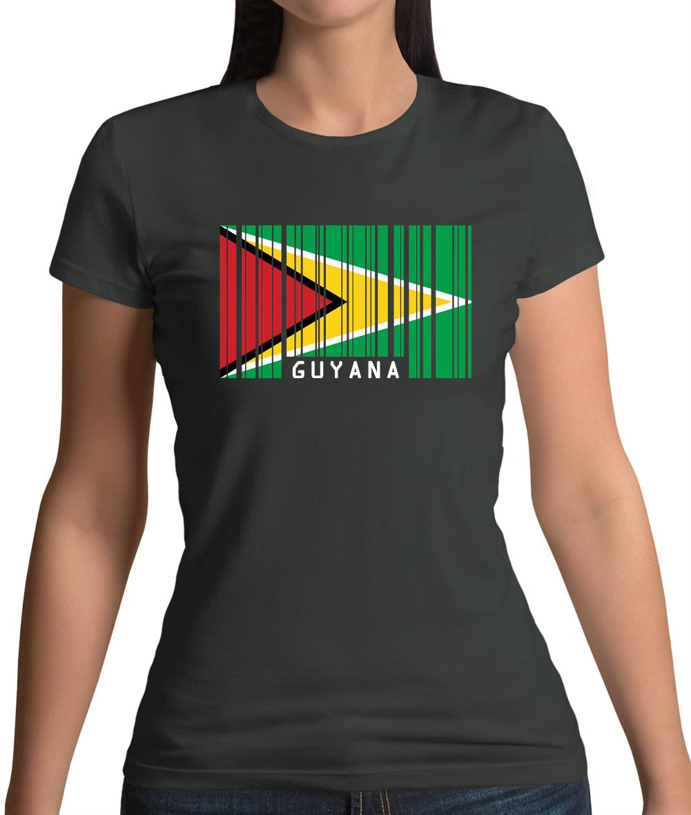 Guyana Barcode Style Flag Womens T-Shirt Guyana Barcode Style Flag Womens T-Shirt