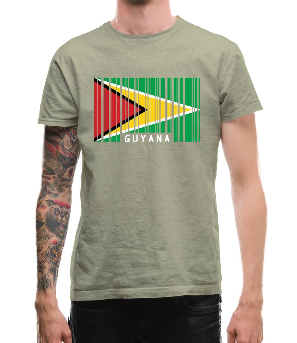 Guyana Barcode Style Flag Mens T-Shirt Guyana Barcode Style Flag Mens T-Shirt