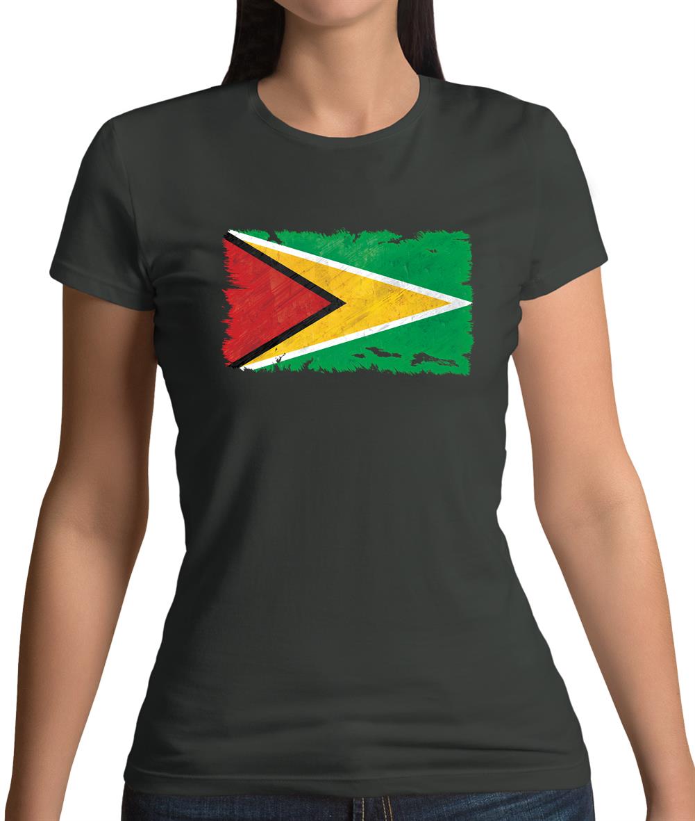 Guyana Grunge Style Flag Womens T-Shirt Guyana Grunge Style Flag Womens T-Shirt