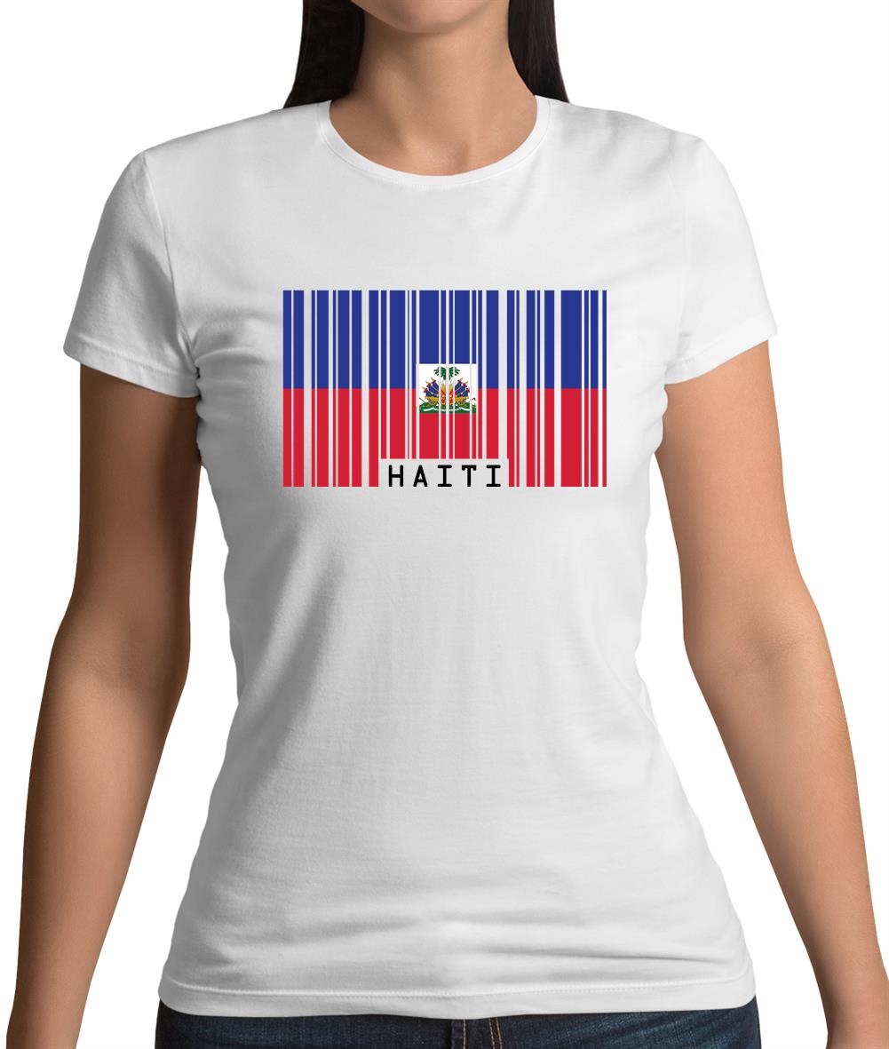 Haiti Barcode Style Flag Womens T-Shirt Haiti Barcode Style Flag Womens T-Shirt