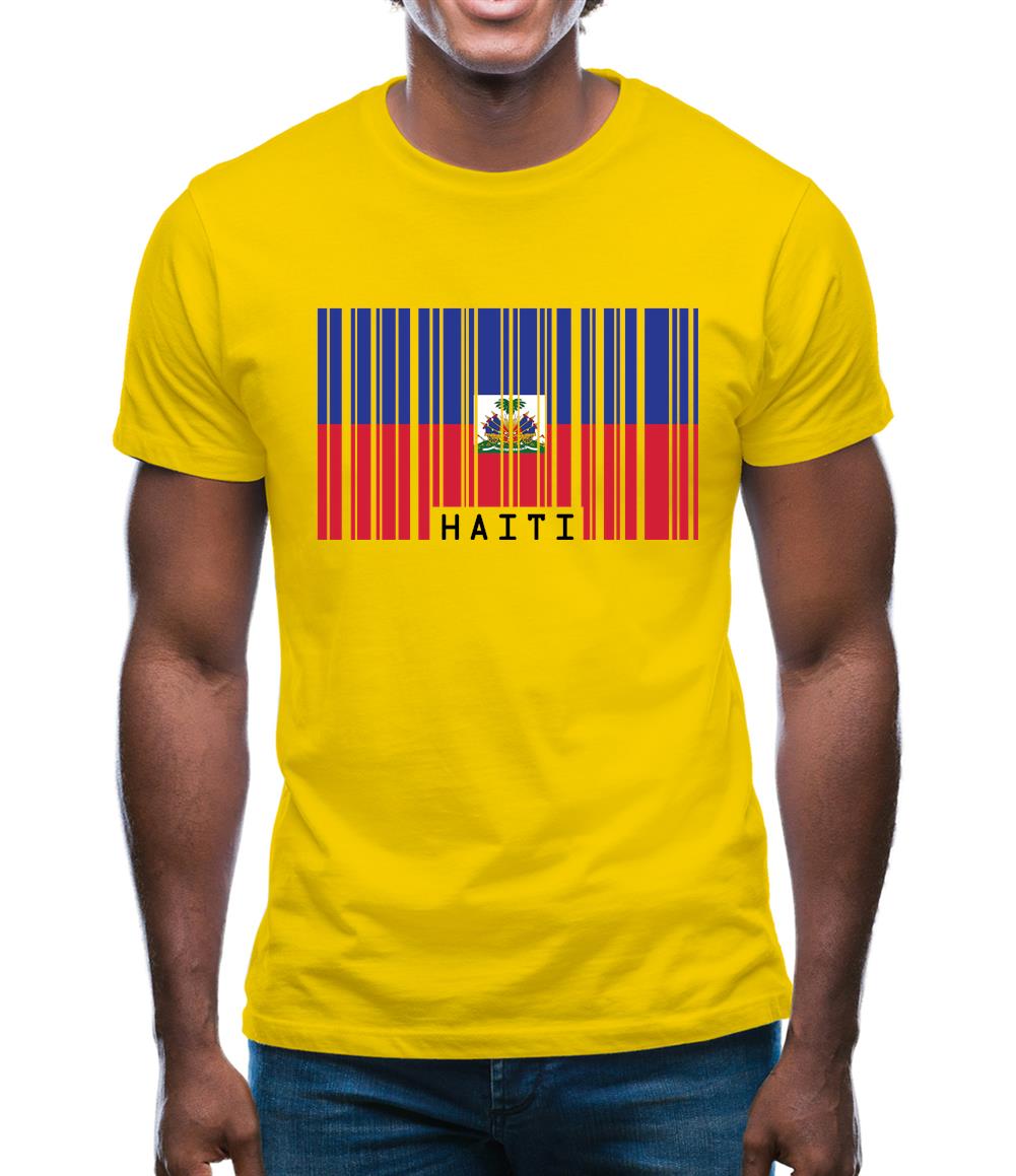 Haiti Barcode Style Flag Mens T-Shirt Haiti Barcode Style Flag Mens T-Shirt