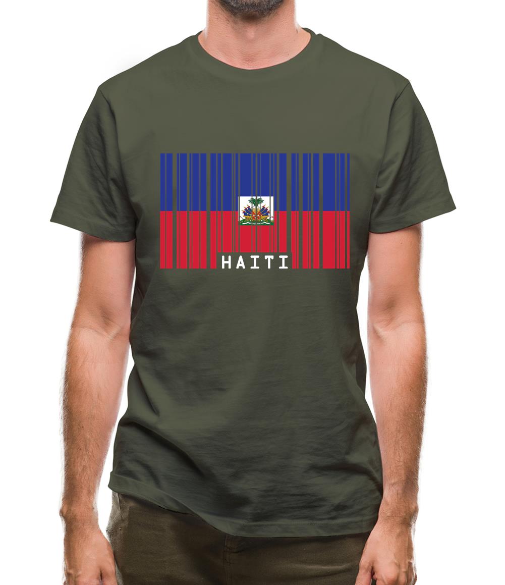Haiti Barcode Style Flag Mens T-Shirt Haiti Barcode Style Flag Mens T-Shirt