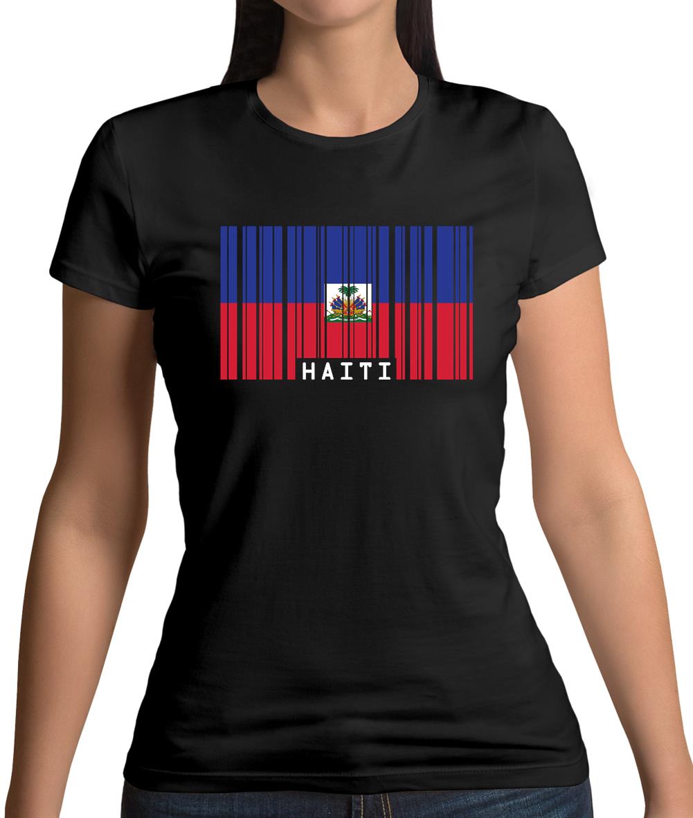 Haiti Barcode Style Flag Womens T-Shirt Haiti Barcode Style Flag Womens T-Shirt