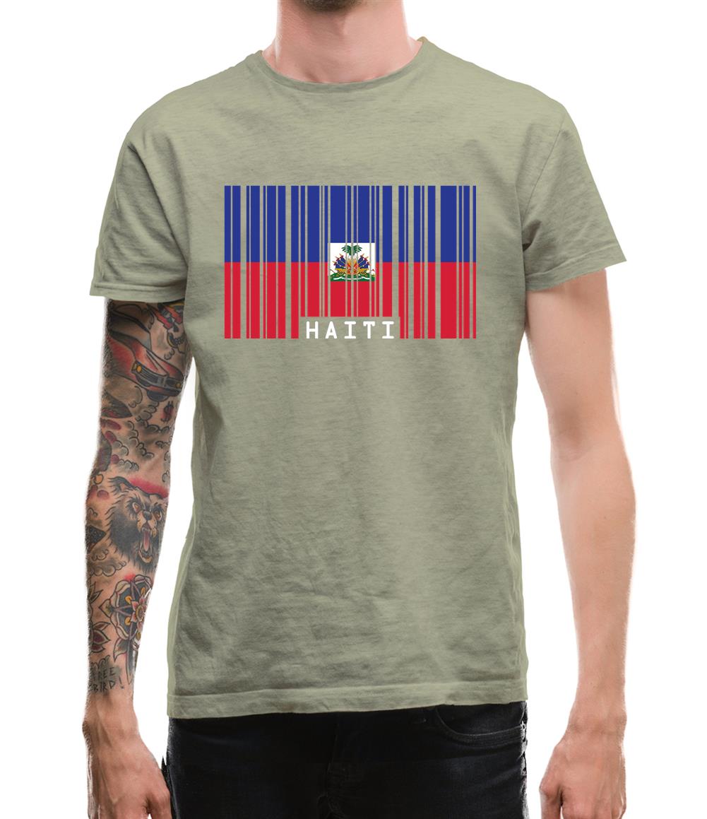Haiti Barcode Style Flag Mens T-Shirt Haiti Barcode Style Flag Mens T-Shirt